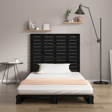 Tăblie de pat pentru perete, negru 126x3x91,5 cm lemn masiv pin - Img 3