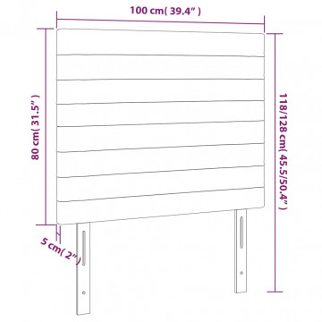 Tăblii de pat, 2 buc, gri deschis, 100x5x78/88 cm, catifea - Img 7