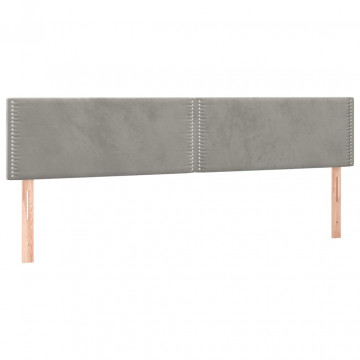 Tăblii de pat, 2 buc, gri deschis, 100x5x78/88 cm, catifea - Img 2