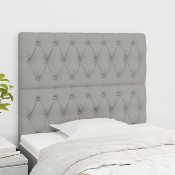 Tăblii de pat, 2 buc, gri deschis, 90x7x78/88 cm, textil - Img 1