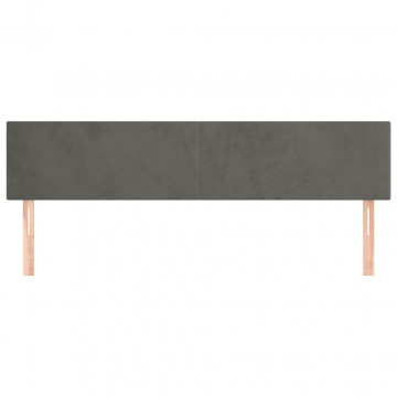 Tăblii de pat, 2 buc, gri închis, 100x5x78/88 cm, catifea - Img 3