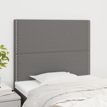 Tăblii de pat, 2 buc, gri închis, 100x5x78/88 cm, textil - Img 1