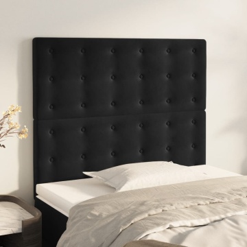 Tăblii de pat, 2 buc, negru, 100x5x78/88 cm, catifea - Img 1