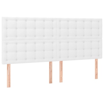 Tăblii de pat, 4 buc, alb, 90x5x78/88 cm, piele ecologică - Img 2