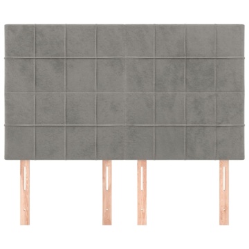 Tăblii de pat, 4 buc, gri deschis, 72x5x78/88 cm, catifea - Img 3