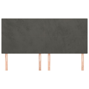 Tăblii de pat, 4 buc, gri închis, 90x5x78/88 cm, catifea - Img 3