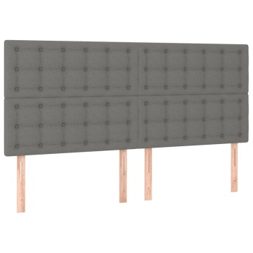 Tăblii de pat, 4 buc, gri închis, 90x5x78/88 cm, textil - Img 2