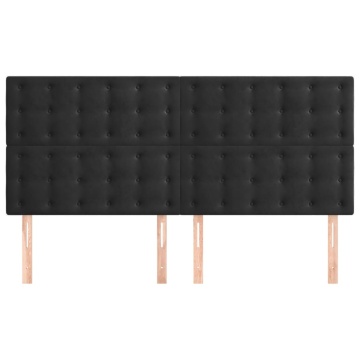 Tăblii de pat, 4 buc, negru, 100x5x78/88 cm, catifea - Img 3