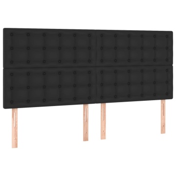 Tăblii de pat, 4 buc, negru, 100x5x78/88 cm, piele ecologică - Img 2