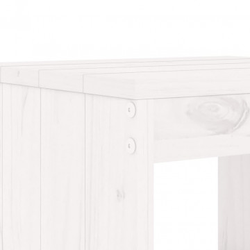 Taburete de bar, 2 buc., alb, 40x36x75 cm, lemn masiv de pin - Img 6