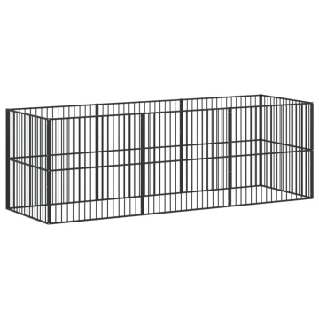 Țarc pentru câini cu 8 panouri, negru, oțel galvanizat - Img 10