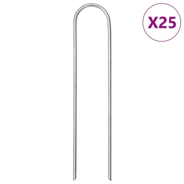 Țăruși de pământ în formă de U 25 buc. 15x3,5cm oțel galvanizat - Img 1