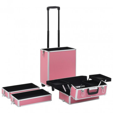 Troler de cosmetice, roz, aluminiu - Img 8