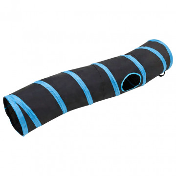Tunel pentru pisici în formă S, negru/albastru 122 cm poliester - Img 3
