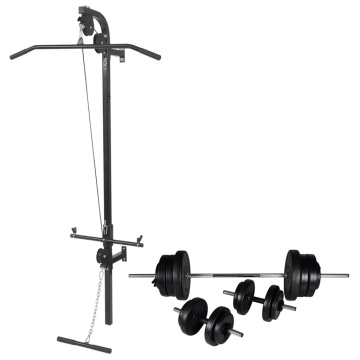Turn de forță montat pe perete, set haltere și gantere 60,5 kg - Img 1