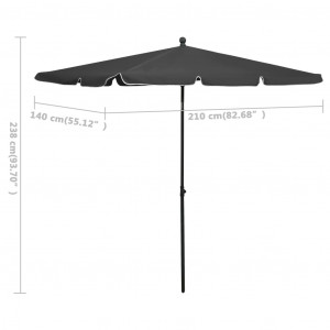 Umbrelă de grădină cu stâlp, antracit, 210x140 cm - Img 5