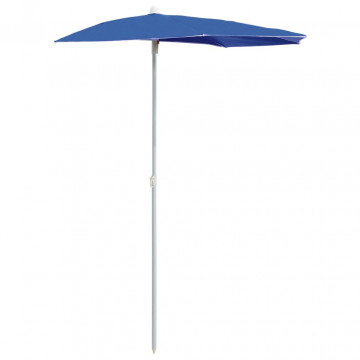 Umbrelă de grădină cu stâlp, azuriu, 180x90 cm, semirotundă - Img 2