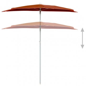 Umbrelă de grădină cu stâlp, cărămiziu, 180x90 cm, semirotundă - Img 4