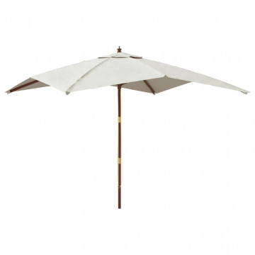 Umbrelă de grădină stâlp din lemn, nisipiu, 300x300x273 cm - Img 2