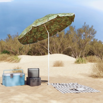 Umbrela de plajă cu pol de metal Camuflaj 161x193 cm Poliester - Img 3