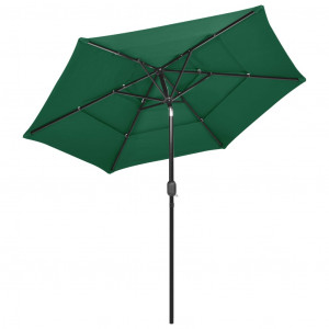 Umbrelă de soare 3 niveluri, stâlp de aluminiu, verde, 2,5 m - Img 4