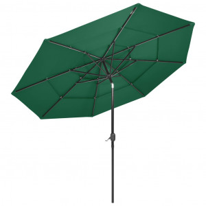 Umbrelă de soare 3 niveluri, stâlp de aluminiu, verde, 3 m - Img 4