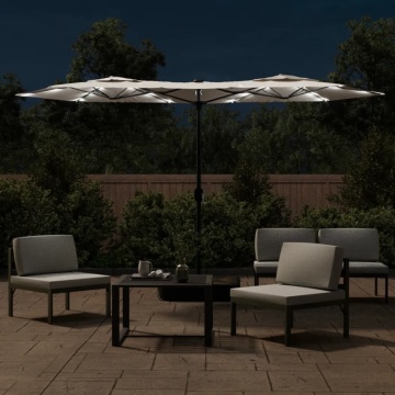 Umbrelă de soare cu două capete cu LED, alb nisipiu, 316x240 cm - Img 3