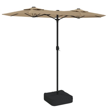 Umbrelă de soare cu două capete cu LED-uri gri taupe 316x240 cm - Img 2
