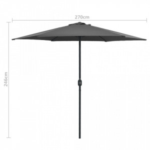Umbrelă de soare cu stâlp aluminiu, antracit, 270 x 246 cm - Img 6