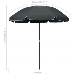 Umbrelă de soare cu stâlp din oțel, antracit, 240 cm - Img 5