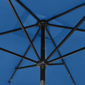 Umbrelă de soare cu stâlp din oțel & LED-uri, albastru, 2x3 m - Img 2