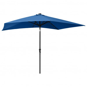 Umbrelă de soare cu stâlp din oțel & LED-uri, albastru, 2x3 m - Img 5