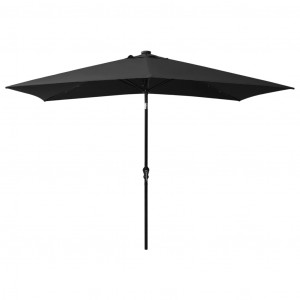 Umbrelă de soare cu stâlp din oțel & LED-uri, negru, 2x3 m - Img 8