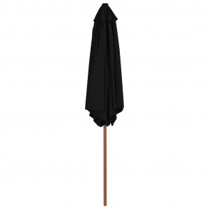 Umbrelă de soare de exterior cu stâlp din lemn, negru, 270 cm - Img 4