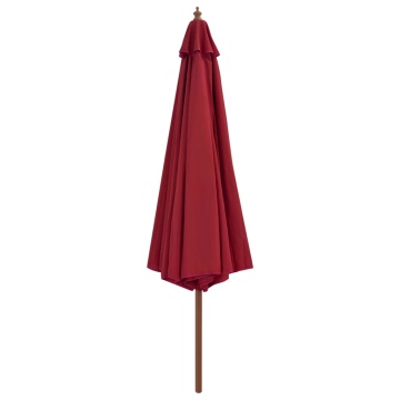 Umbrelă de soare de exterior cu stâlp din lemn, vișiniu, 350 cm - Img 2