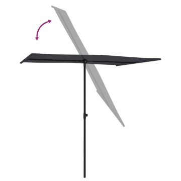 Umbrelă de soare de exterior, stâlp aluminiu, negru, 2 x 1,5 cm - Img 5