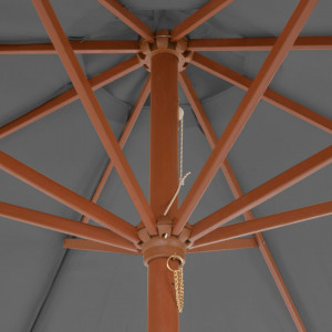 Umbrelă de soare de exterior, stâlp din lemn, 300 cm, antracit - Img 2