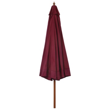 Umbrelă de soare de exterior, stâlp lemn, roșu burgund, 330 cm - Img 3