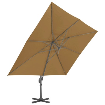 Umbrelă de soare de grădină, bază portabilă, taupe - Img 4