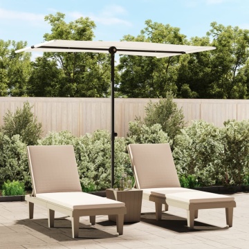 Umbrelă de soare de grădină stâlp aluminiu alb nisipiu 2x1,5 m - Img 1