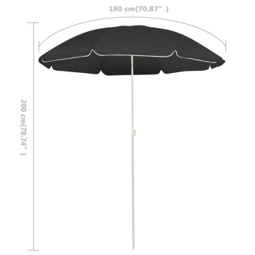 Umbrelă de soare de grădină, stâlp din oțel, antracit, 180 cm - Img 5