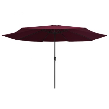Umbrelă de soare de grădină, stâlp metalic, roșu bordo, 390 cm - Img 2