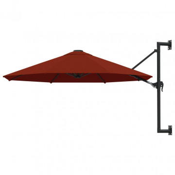Umbrelă de soare de perete cu stâlp metalic, cărămiziu, 300 cm - Img 1