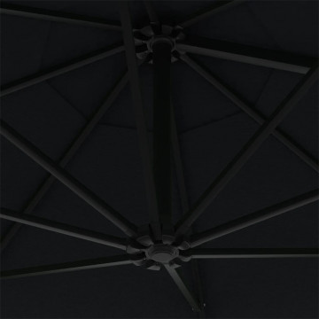 Umbrelă de soare de perete cu stâlp metalic, negru, 300 cm - Img 6