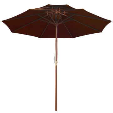 Umbrelă de soare dublă, stâlp din lemn, cărămiziu, 270 cm - Img 2