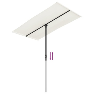Umbrelă de soare exterior stâlp aluminiu alb nisipiu 180x110 cm - Img 6