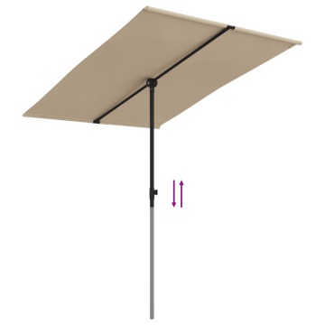 Umbrelă de soare exterior, stâlp aluminiu, gri taupe, 2x1,5 cm - Img 6