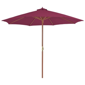 Umbrelă de soare exterior, stâlp din lemn, 300 cm, roșu bordo - Img 1
