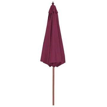 Umbrelă de soare exterior, stâlp din lemn, 300 cm, roșu bordo - Img 3