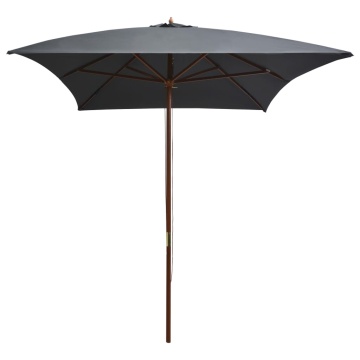 Umbrelă de soare exterior, stâlp lemn, 200x300 cm, antracit - Img 2
